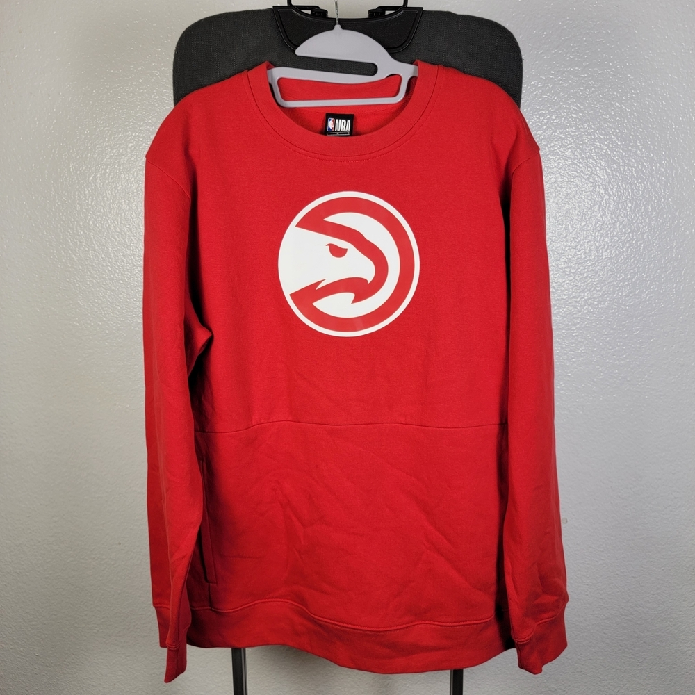 Atlanta Hawks NBA Red Crew Neck Pullover Sweater Front Pockets Size L‎